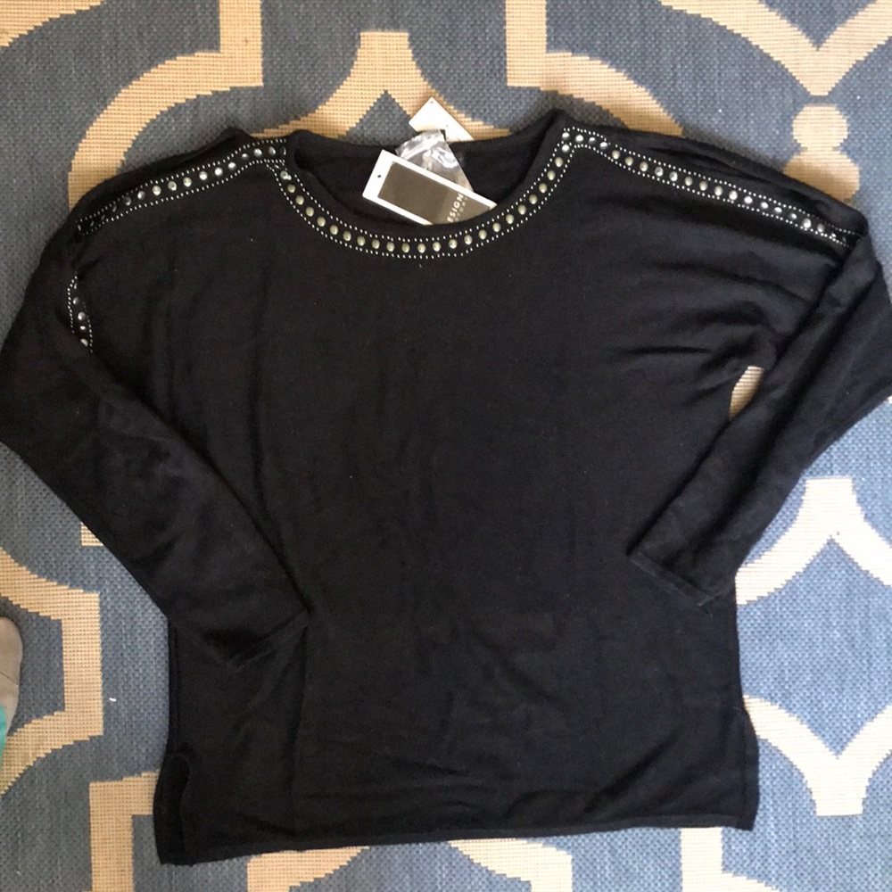 NWT Embellished cold shoulder sweater